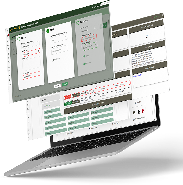 ForestApp member management screens on a laptop